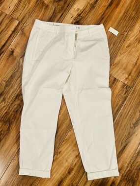 Talbots Off-White Cropped Straight Chinos